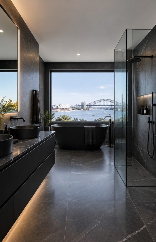 black luxury bathroom renovation